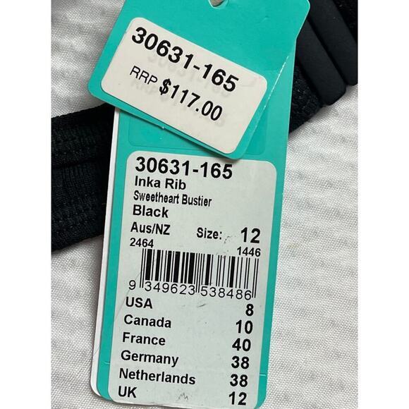 Seafolly Black Swimwear Push Up Rib Top Womens Size 12 NWT - Picture 5 of 5